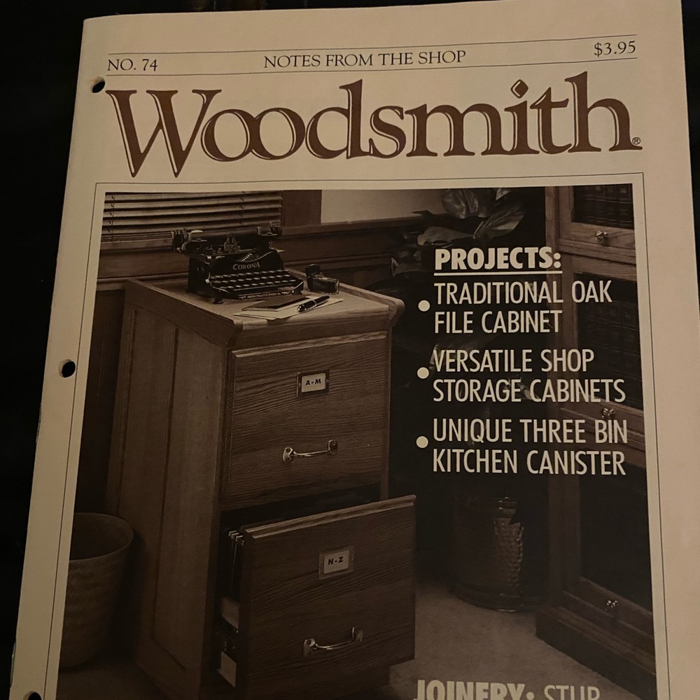 🎉5/$10🎉 Woodsmith magazine number 74 April 1991 traditional oak file cabinet